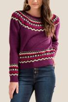 Francesca's Jimena Fair Isle Sweater - Purple