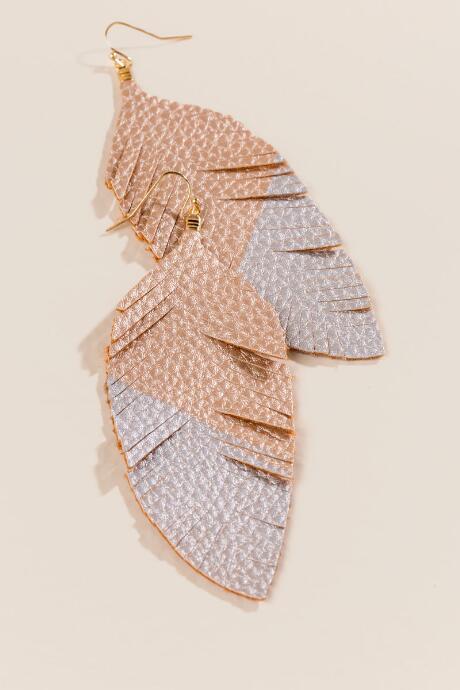 Francesca's Julia Leather Leaf Earrings - Mixed Plating