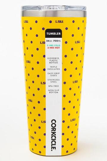 Corkcicle Lsu Polka Dot Tumbler - Yellow