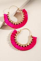 Francesca's Kelen Tassel Hoop Earring - Fuchsia