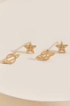 Francesca's Erin Planet And Star Stud Earring Set - Gold