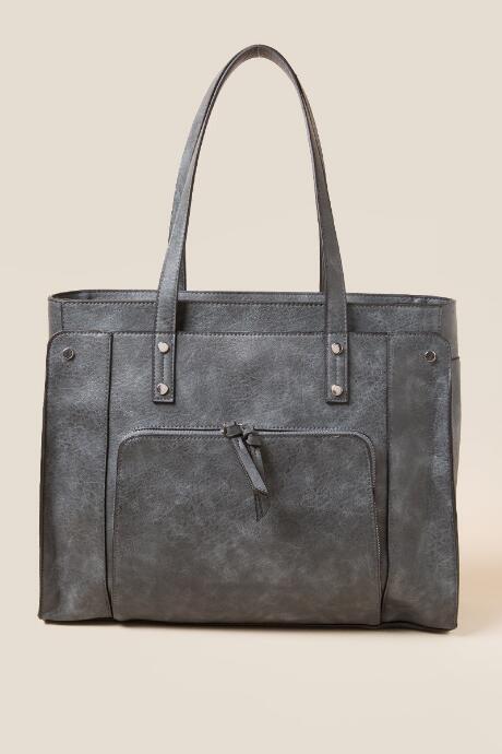 Francesca's Fiona Vegan Leather Tote - Blue