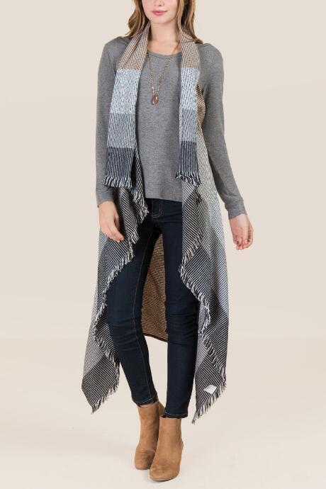 Francesca's Silvia Colorblock Vest - Natural