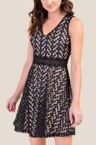 Francesca Inchess Corinne Floral Lace Fit And Flare - Black