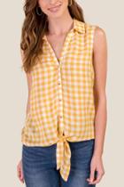 Francesca's Brenda Button Down Tank Top - Sunshine