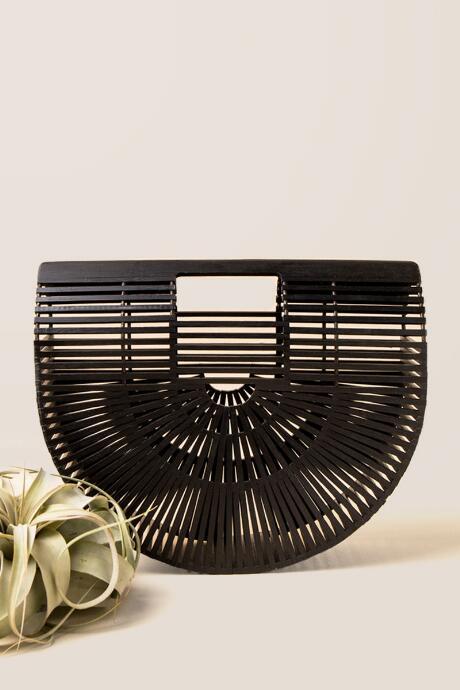 Francescas Cabo High End Wooden Clutch - Black