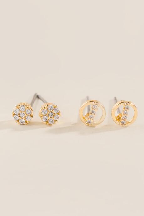 Francesca's Malmedy Pave Circle Stud Set - Gold