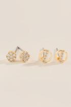 Francesca's Malmedy Pave Circle Stud Set - Gold