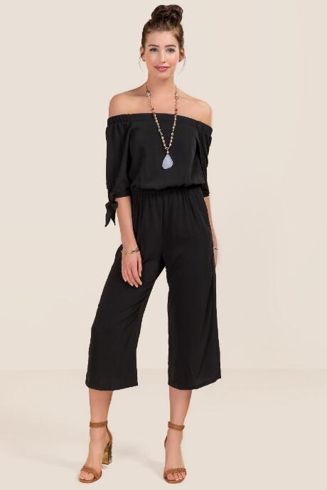 Francesca's Marina Gaucho Jumpsuit - Black