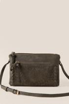 Francesca's Marie Perforated Floral Crossbody - Olive