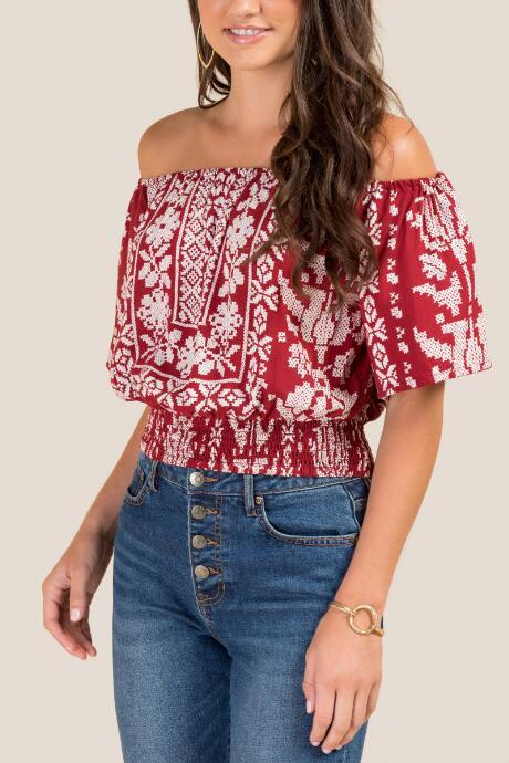 Francesca Inchess Tasmine Off-the-shoulder Top - Brick