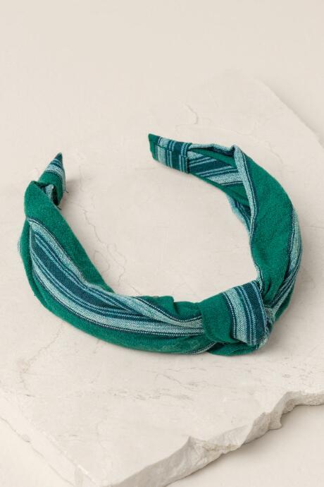 Francesca Inchess Stella Striped Headband In Forest Green - Forest