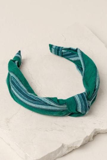 Francesca Inchess Stella Striped Headband In Forest Green - Forest