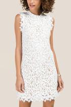 Francesca's Della Hi-neck Open Back Lace Shift - White