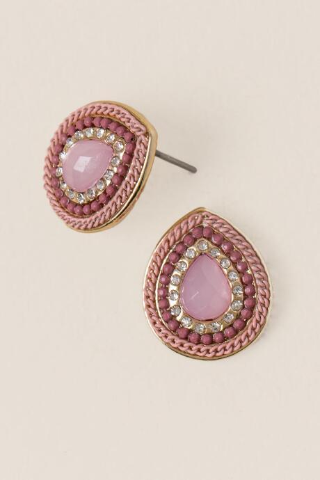 Francesca's Drayana Ball Chain Teardrop Stud - Mauve