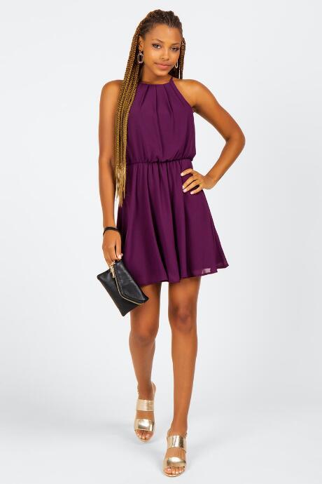 Francesca's Nahla Flawless Solid Dress - Purple