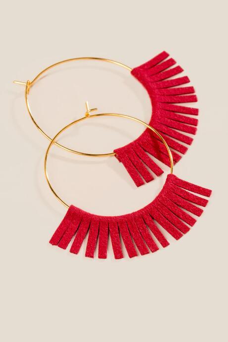 Francesca's Sharla Red Fringe Hoop Earrings - Red