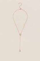 Francesca's Annie Cubic Zirconia Y-necklace In Rose Gold - Rose/gold