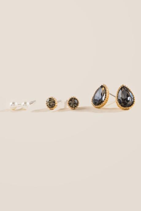 Francesca Inchess Emerie Crystal Stud Set - Black