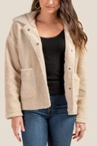 Francesca's Elle Thin Sherpa Jacket - Ivory