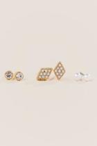 Francesca's Maliah Pearl And Crystal Stud Set - Pearl
