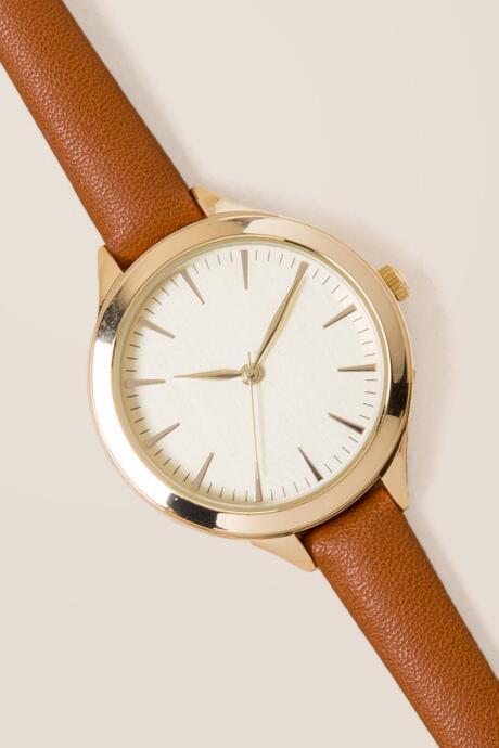 Francesca's Elaine Skinny Watch - Cognac