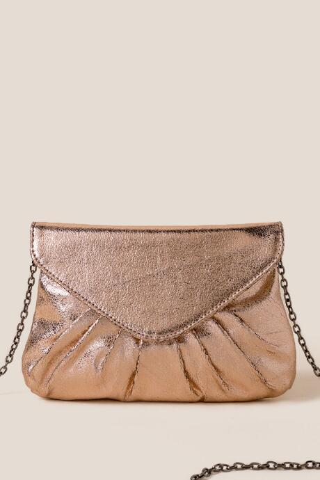 Francesca's Kaye Gathered Envelope Clutch In Rose Gold - Rose/gold