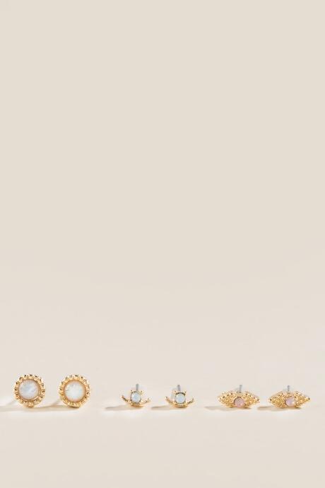 Francesca's Trinity Opal Stud Set - Iridescent