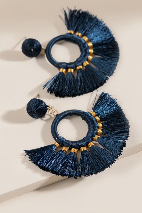 Francesca's Amanda Tassel Earrings In Pine - Pine