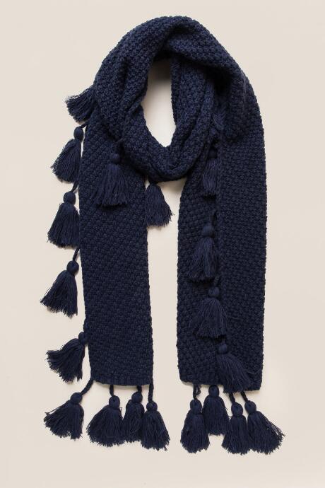 Francesca's Hudson Chunky Knit Tassel Scarf - Peacock