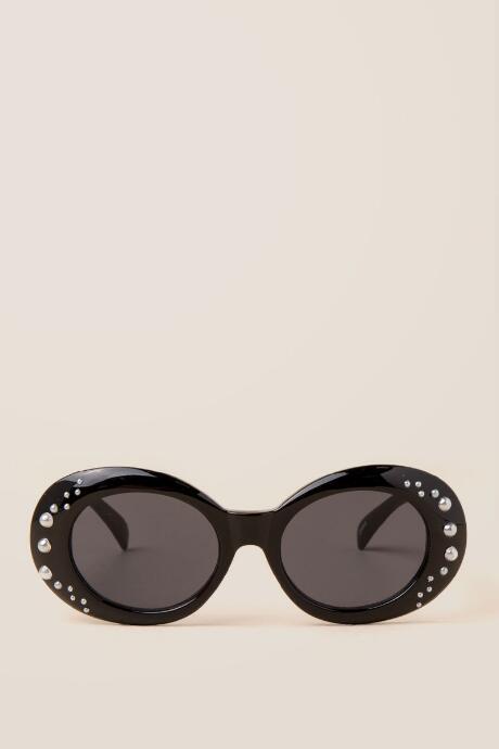 Francescas Britt Round Pearl Sunglasses - Black