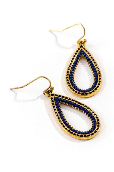 Francesca's Freya Beaded Drop Earrings - Navy
