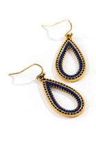 Francesca's Freya Beaded Drop Earrings - Navy