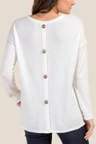 Francesca's India Button Back Brushed Knit Top - Ivory