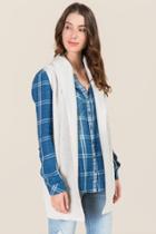 Blue Rain Leela Hooded Ribbed Sweater Vest - Ivory