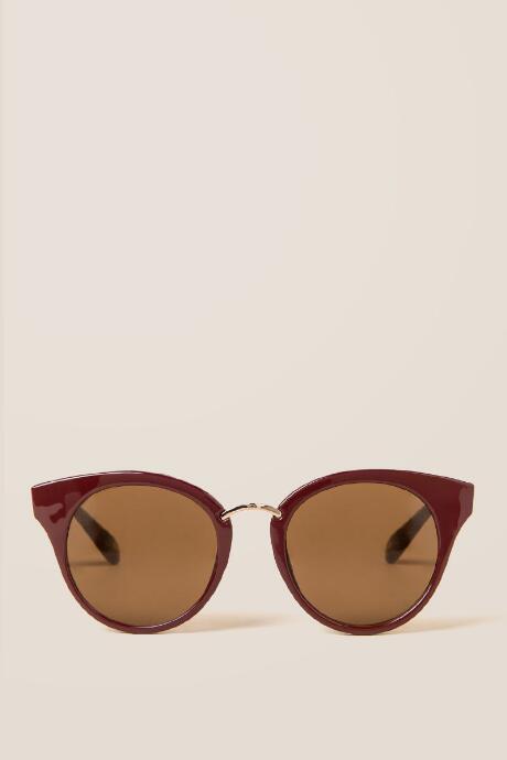 Francesca's Ruby Rounded Cat Eye Sunglasses - Burgundy
