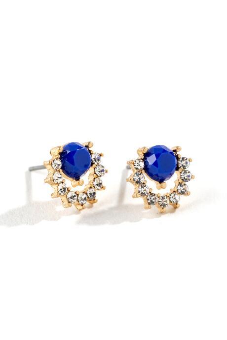 Francesca's Sloane Crystal Border Studs - Navy