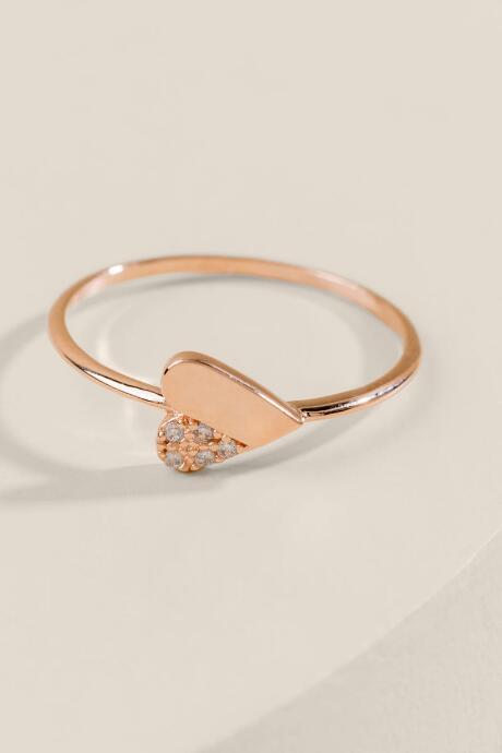 Francesca's Delilah Sterling Heart Ring - Rose/gold
