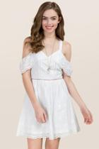 Francesca's Desiree Ruffle Cold Shoulder Dress - White