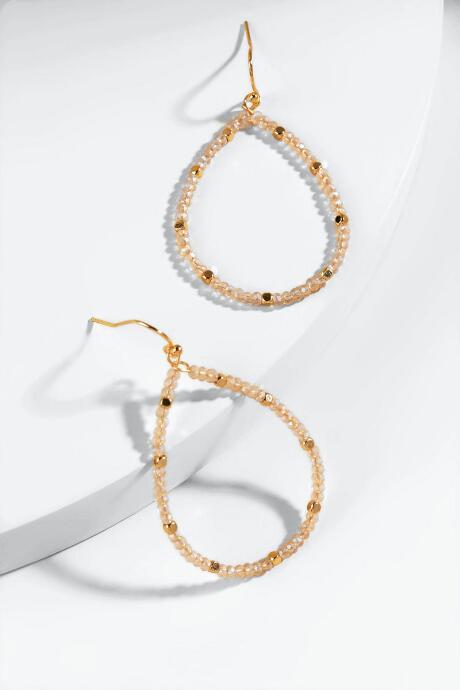 Francesca's Caren Beaded Teardrop Earrings - Pale Pink