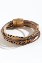 Francesca's Georgia Cheetah Multi Wrap Bracelet - Brown