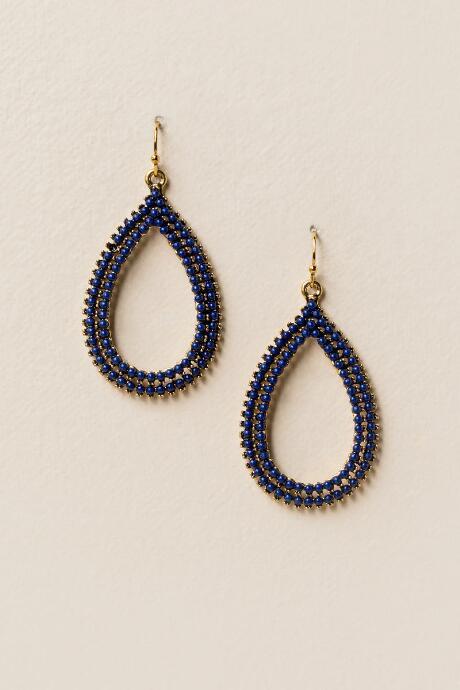 Francesca's Margeaux Beaded Teardrop Earring - Navy