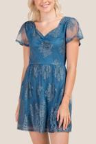 Francesca's Kiana Lace A-line Dress - Dark Teal