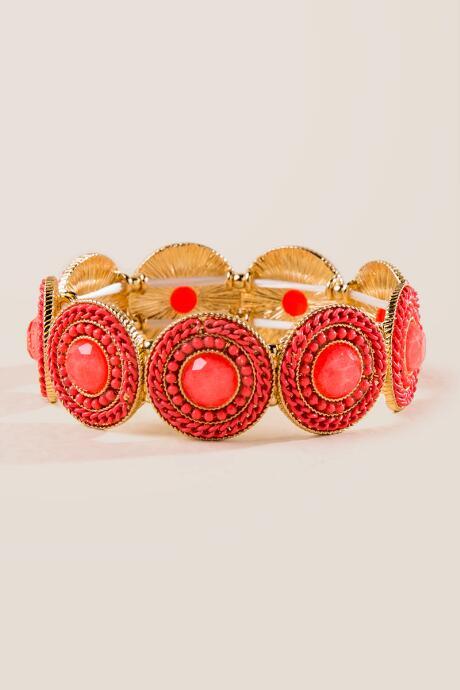 Francesca's Mira Coral Stretch Bracelet - Coral