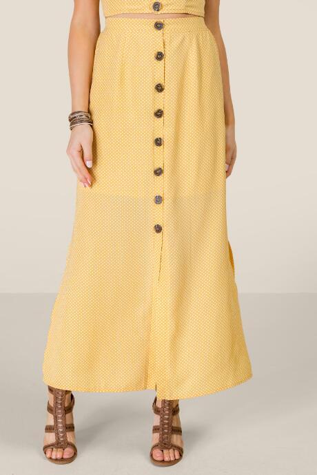 Francesca's Madison Button Front Maxi Skirt - Sunshine