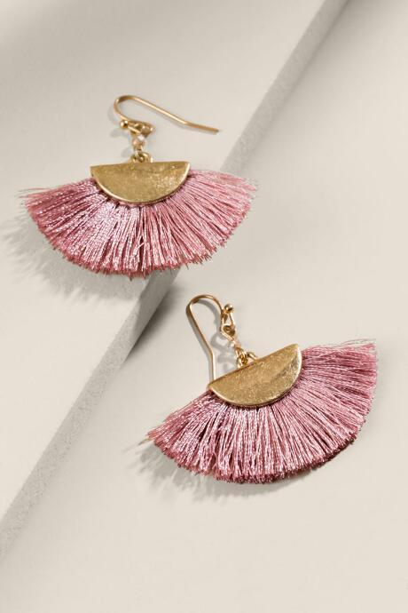 Francesca's Rainah Fanned Tassel Earrings - Mauve