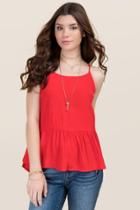 Blue Rain Catalina Lattice Back Drop Waist Tank - Red