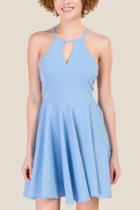 Francesca's Willow High Neck Skater Dress - Baby Blue
