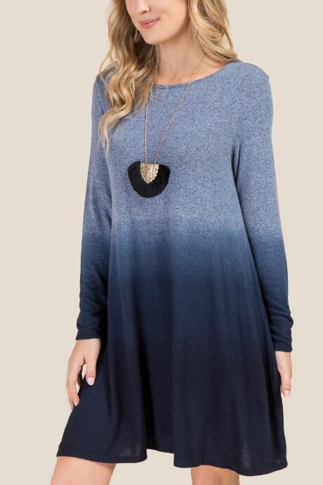 Alya Kyra Ombre Hacci Knit Dress - Oxford Blue