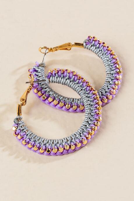 Francesca's Azalia Woven Hoop Earrings - Lavender